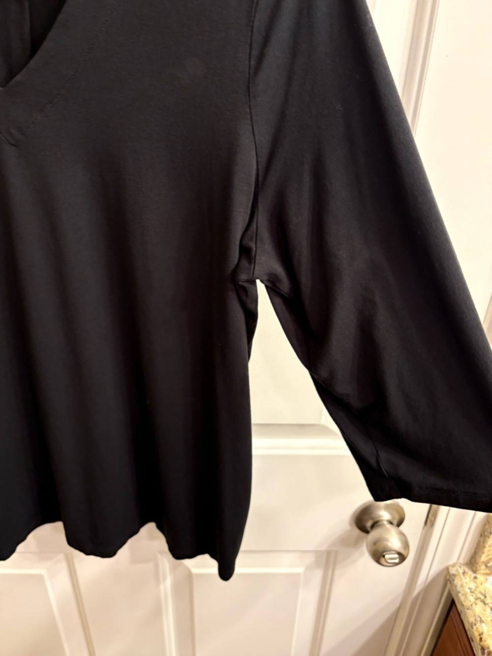 J. Jill Wearever Black V-Neck 3/4 Sleeve Top L - Picture 3 of 12